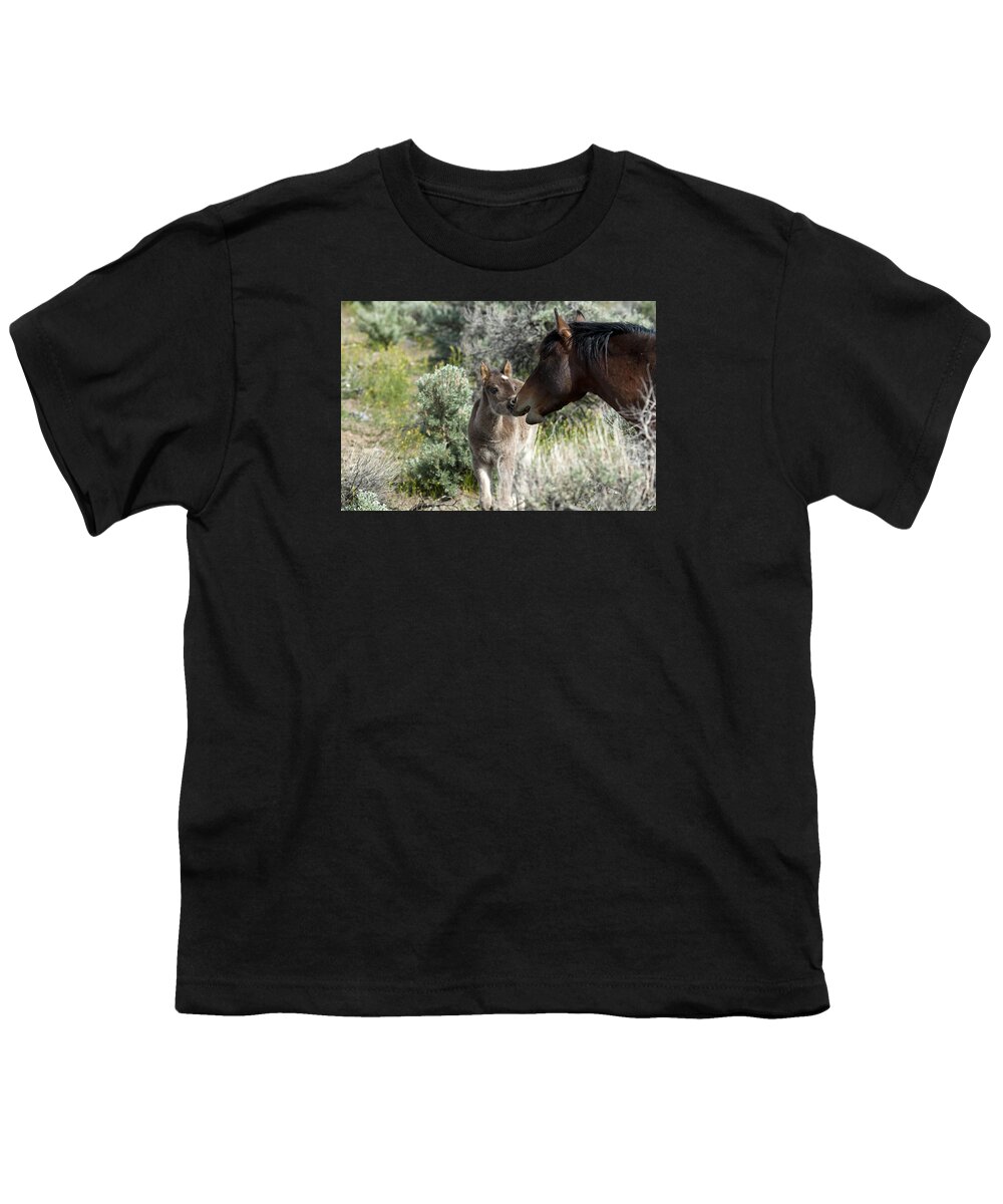 Horses Youth T-Shirt featuring the photograph Father and Son talking story. by Waterdancer 