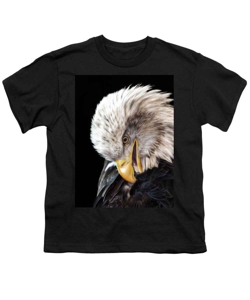 Bald Eagle Youth T-Shirt featuring the photograph Feather Maintenance by Bill and Linda Tiepelman