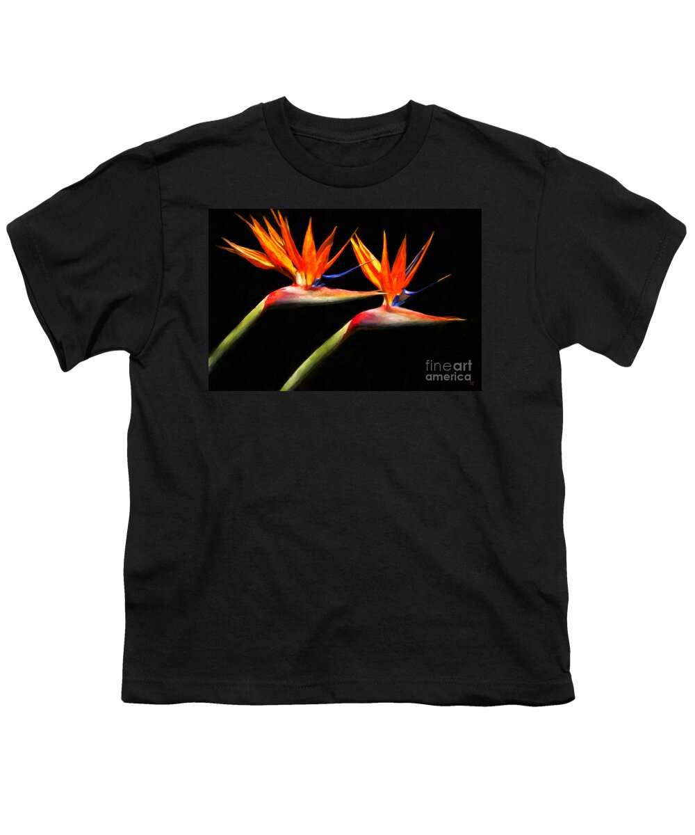 Bird Of Paradise Youth T-Shirt featuring the painting Fire Wings by David Millenheft