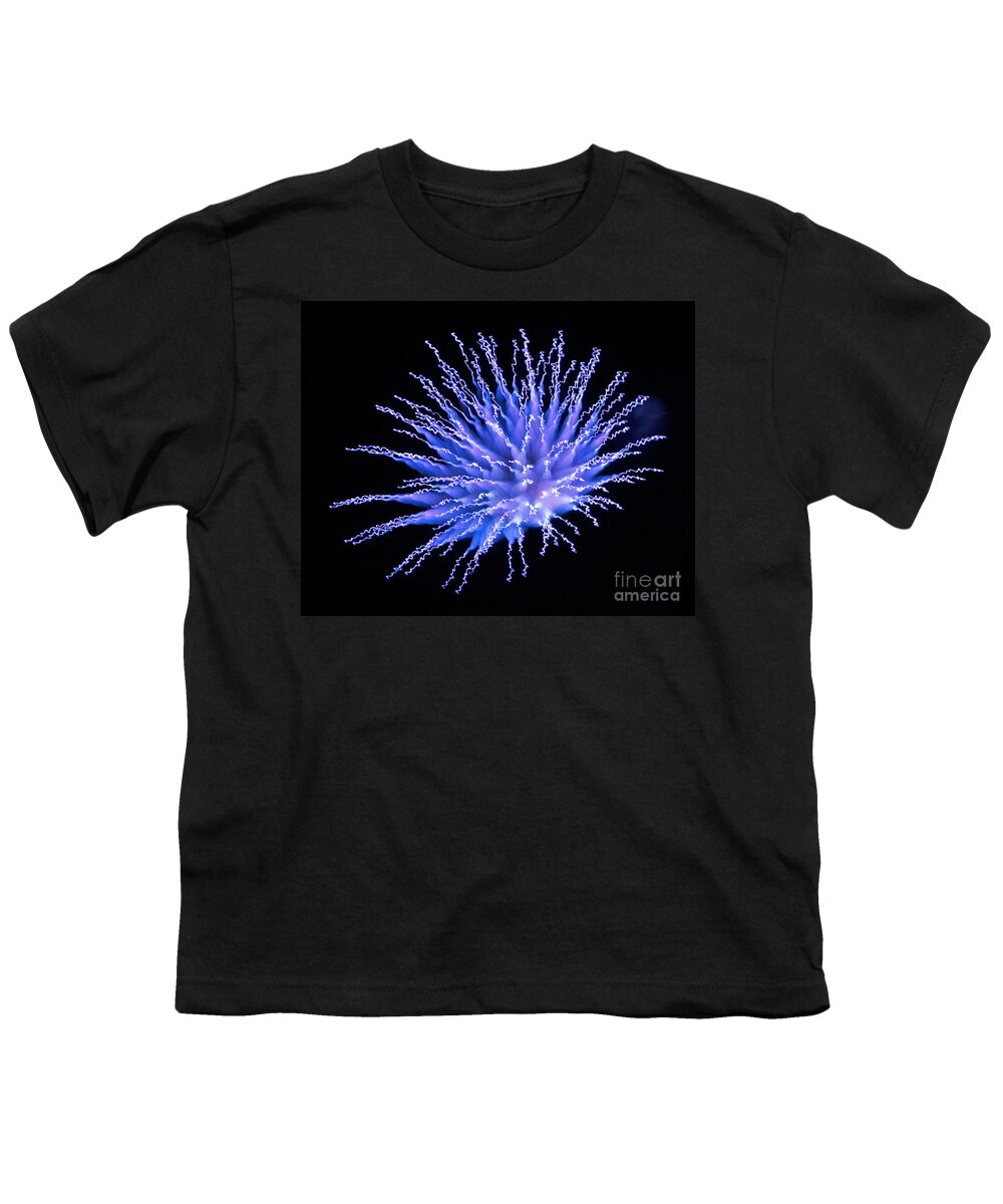 Array Youth T-Shirt featuring the photograph Fireworks in Ultra Blue by Martin Konopacki