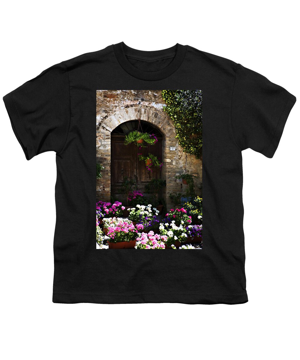 Floral Youth T-Shirt featuring the photograph Floral Adorned Doorway by Marilyn Hunt