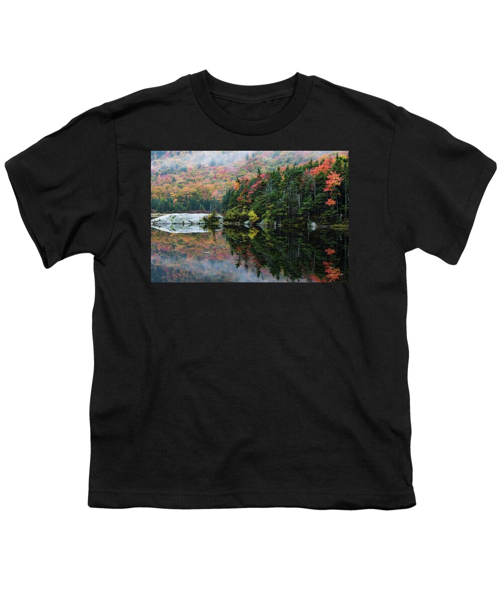 #jefffolger Youth T-Shirt featuring the photograph Foggy foliage morning Kinsman Notch by Jeff Folger