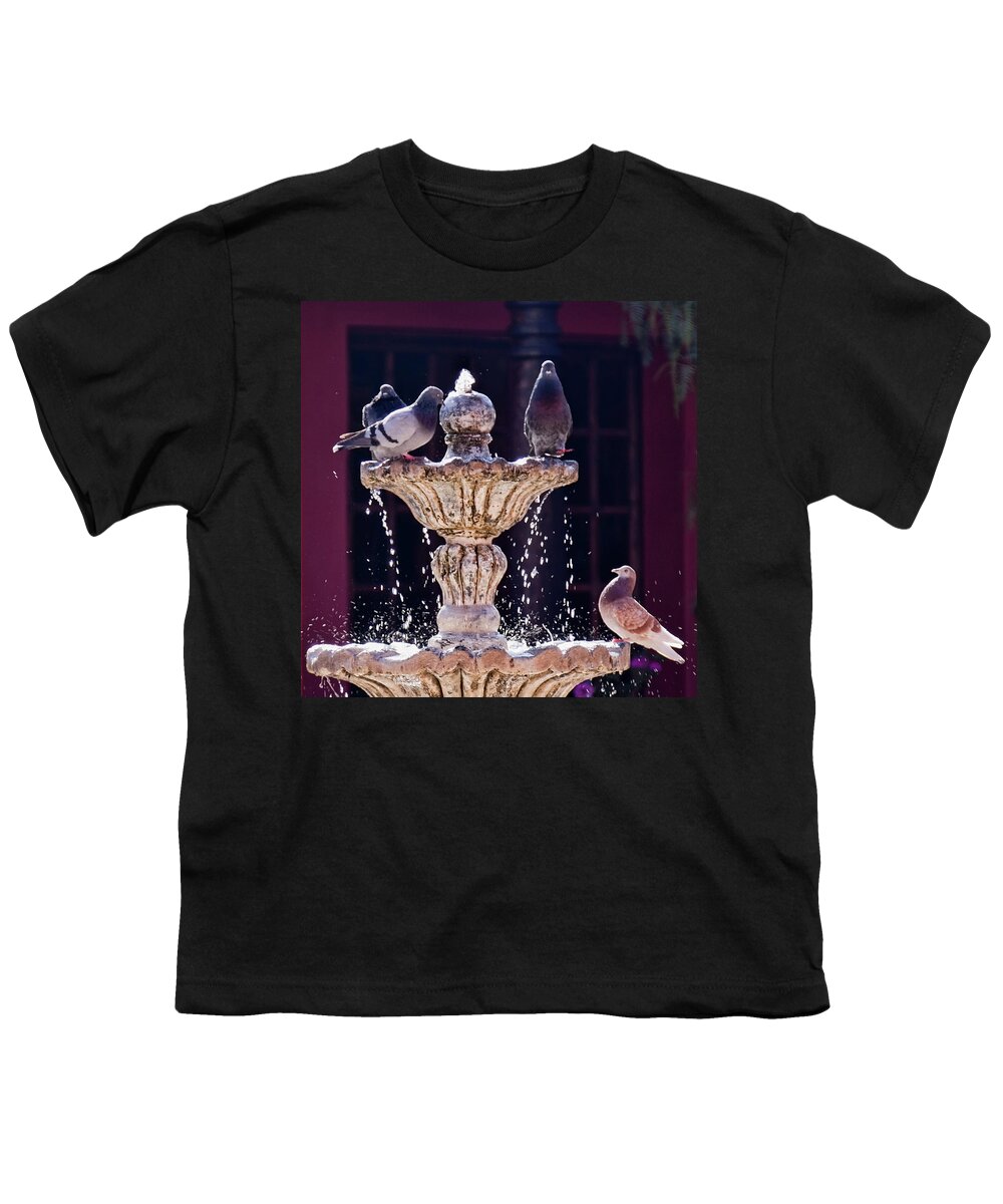 Water Fountain Youth T-Shirt featuring the photograph At the fountain by Tatiana Travelways