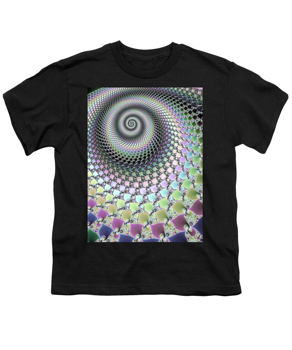 Spiral Youth T-Shirt featuring the digital art Fractal spiral hypnotizing Op Art by Matthias Hauser