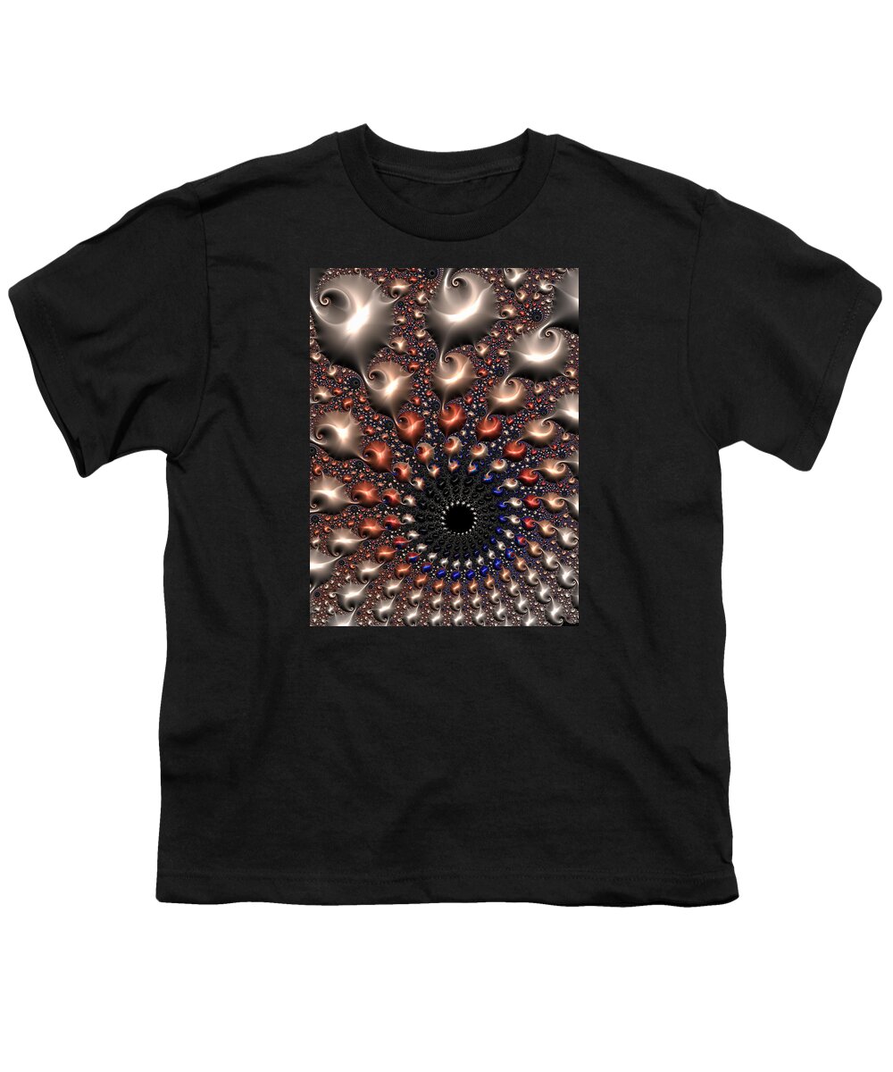 Fractal Youth T-Shirt featuring the digital art Fractal vortex with fascinating colors by Matthias Hauser