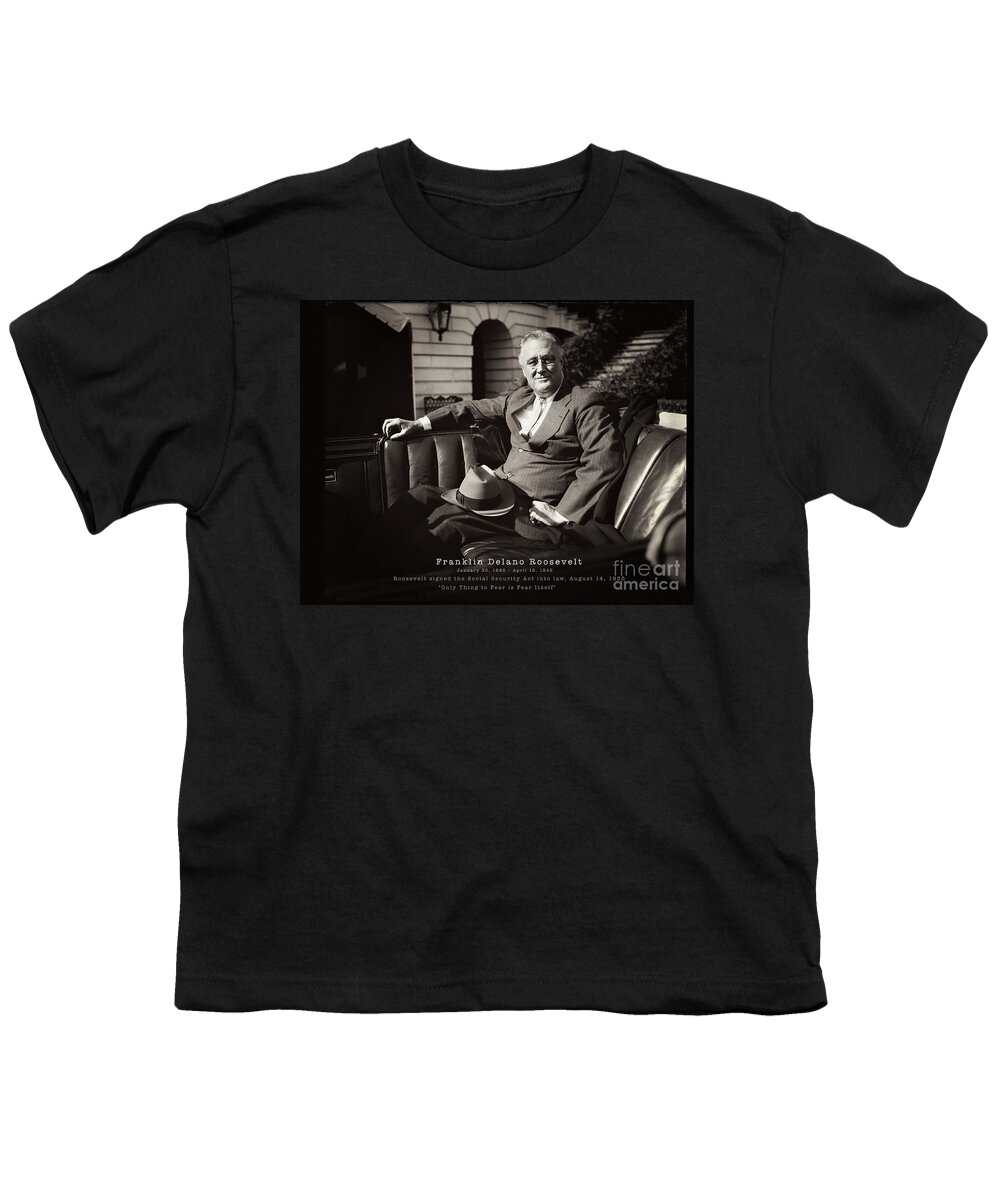 Roosevelt Youth T-Shirt featuring the photograph Franklin Delano Roosevelt by Carlos Diaz