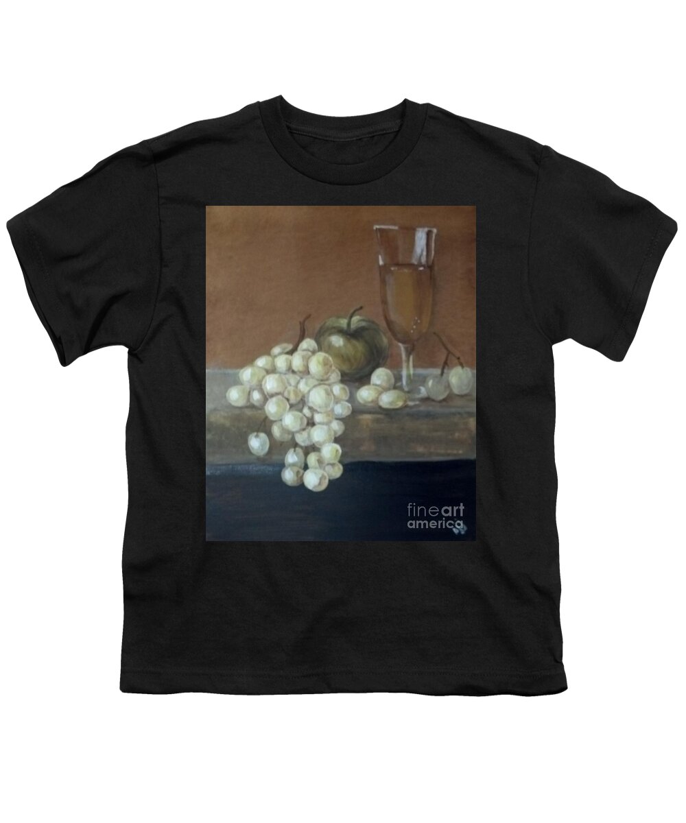 Grapes Youth T-Shirt featuring the painting Fruit and Wine by Saundra Johnson