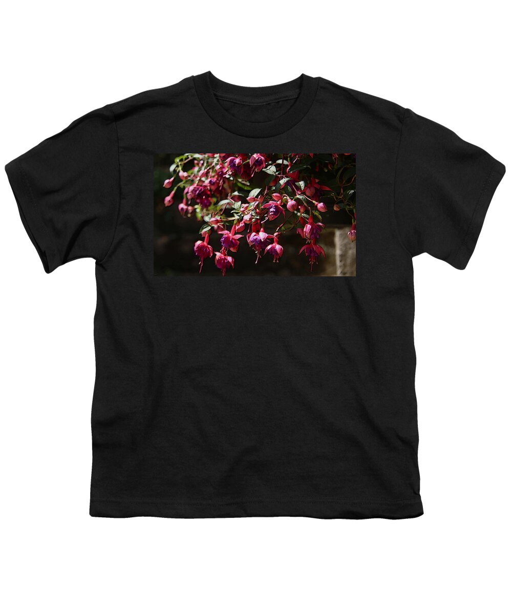 Canvas Print Youth T-Shirt featuring the photograph Fuchsia Blossoms by Yvonne Wright
