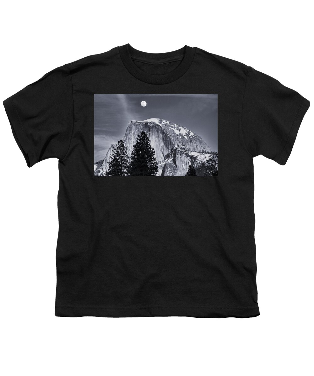 Half Dome Youth T-Shirt featuring the photograph Full Moon, Half Dome by Bill Roberts