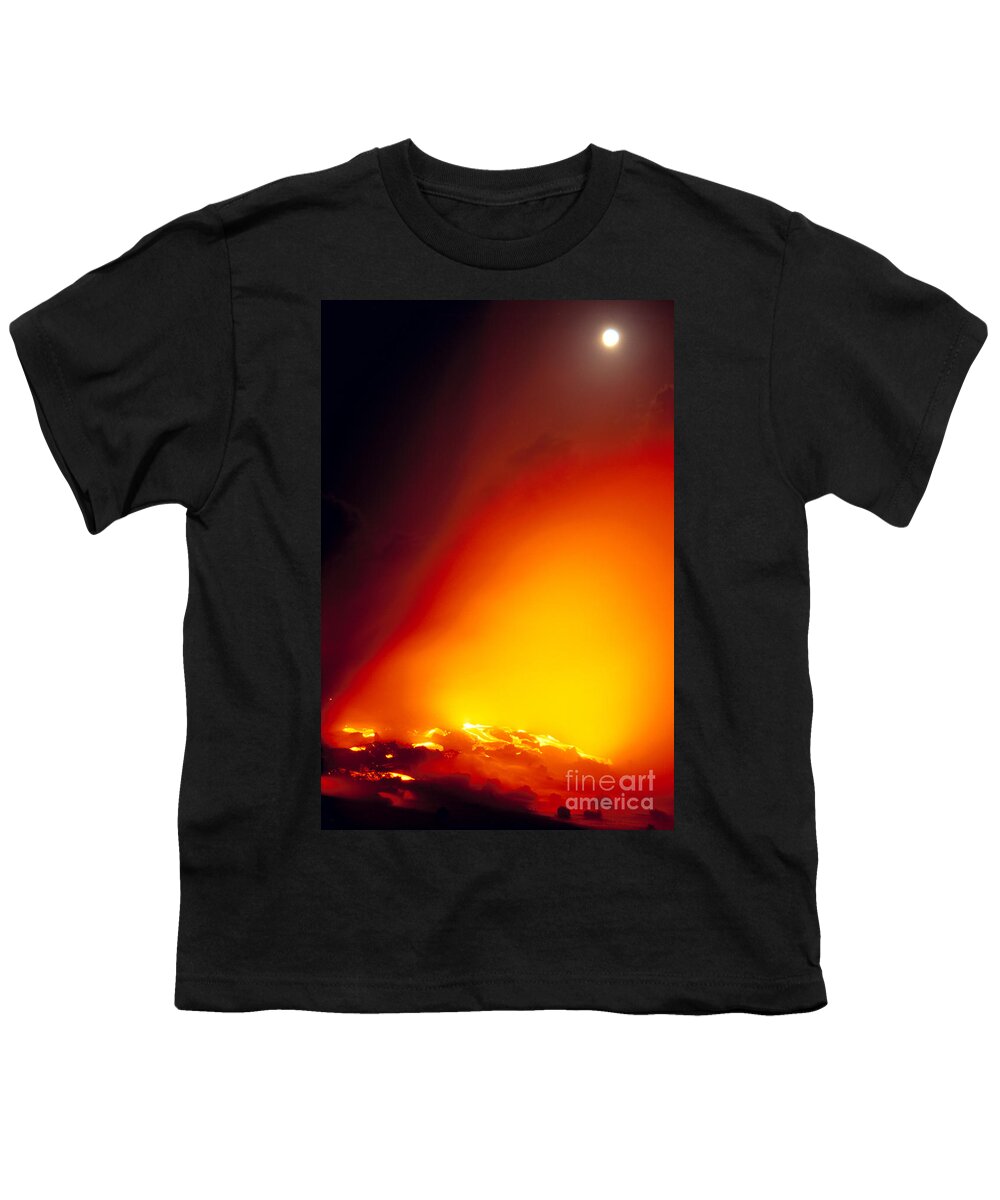 A'a Youth T-Shirt featuring the photograph Full Moon Over Lava by Peter French - Printscapes