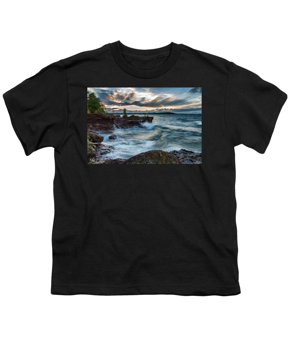 Blue Water Youth T-Shirt featuring the photograph Gitche Gumee by Joe Holley