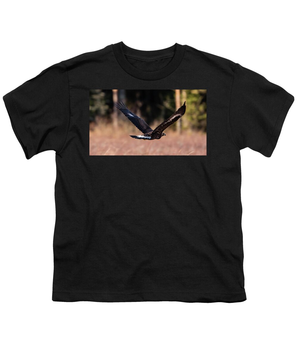 Golden Eagle Youth T-Shirt featuring the photograph Golden Eagle flying by Torbjorn Swenelius