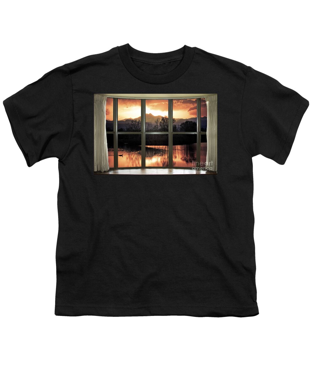 Windows Youth T-Shirt featuring the photograph Golden Ponds Bay Window View by James BO Insogna