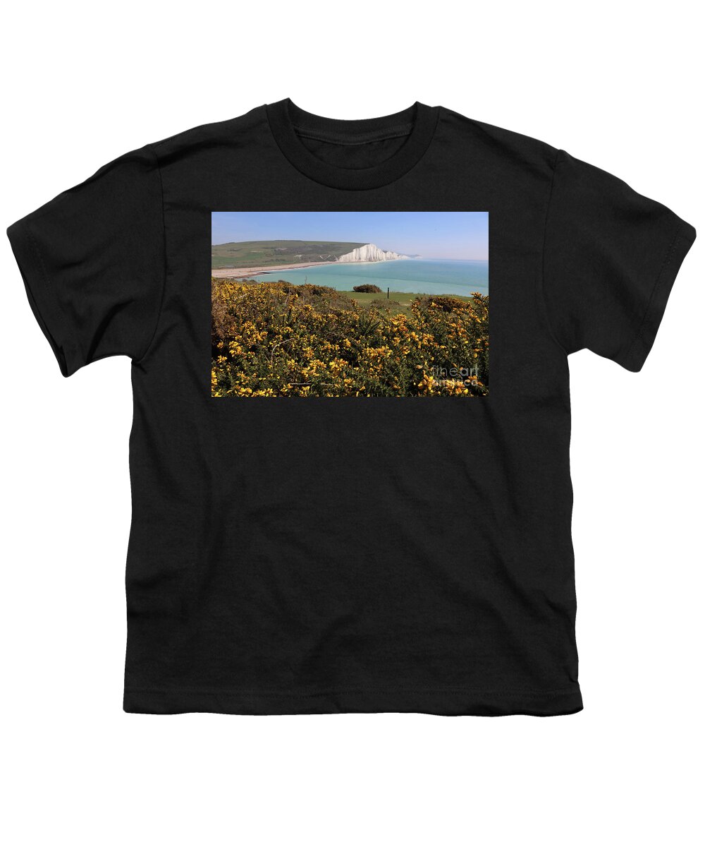 Fabulous Spring Sunshine Youth T-Shirt featuring the photograph Gorse and Seven Sisters by Julia Gavin