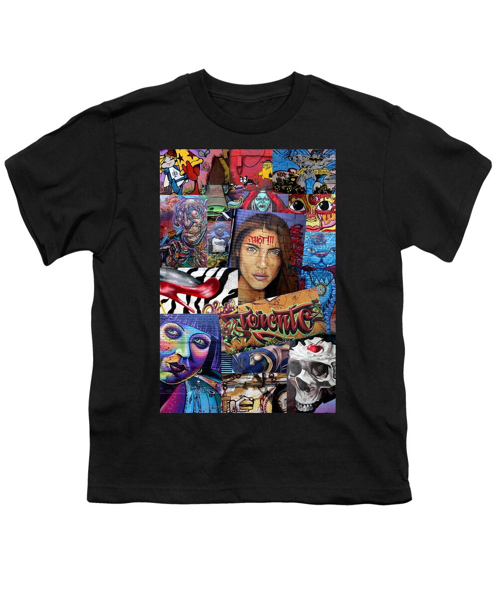 Graffiti Youth T-Shirt featuring the photograph Graffiti Montage by Andrew Fare