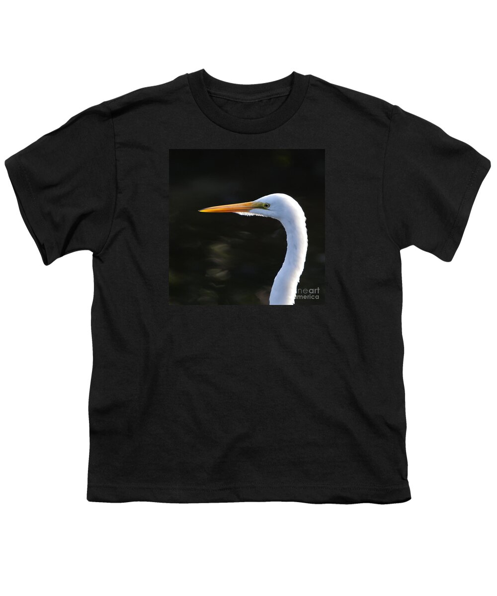 Egret Youth T-Shirt featuring the photograph Great White Egret Portrait by John Harmon