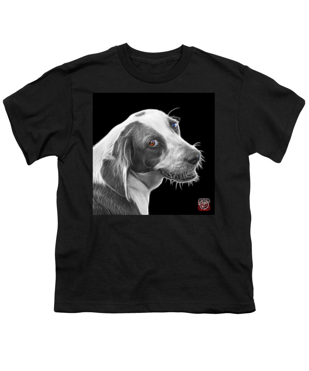 Beagle Youth T-Shirt featuring the painting Greyscale Beagle dog Art- 6896 - BB by James Ahn