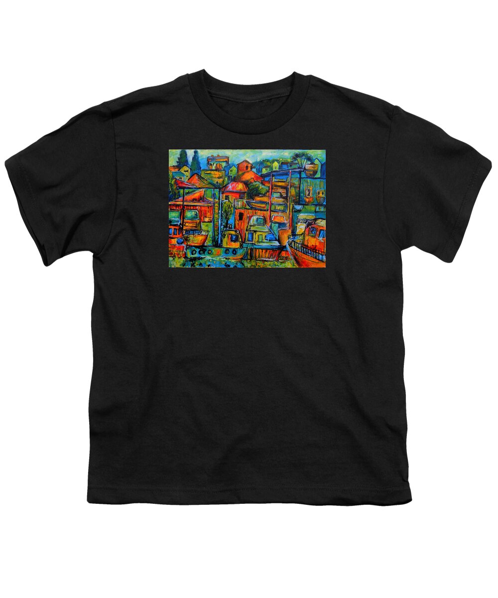 Art Youth T-Shirt featuring the painting Happiness by Jeremy Holton