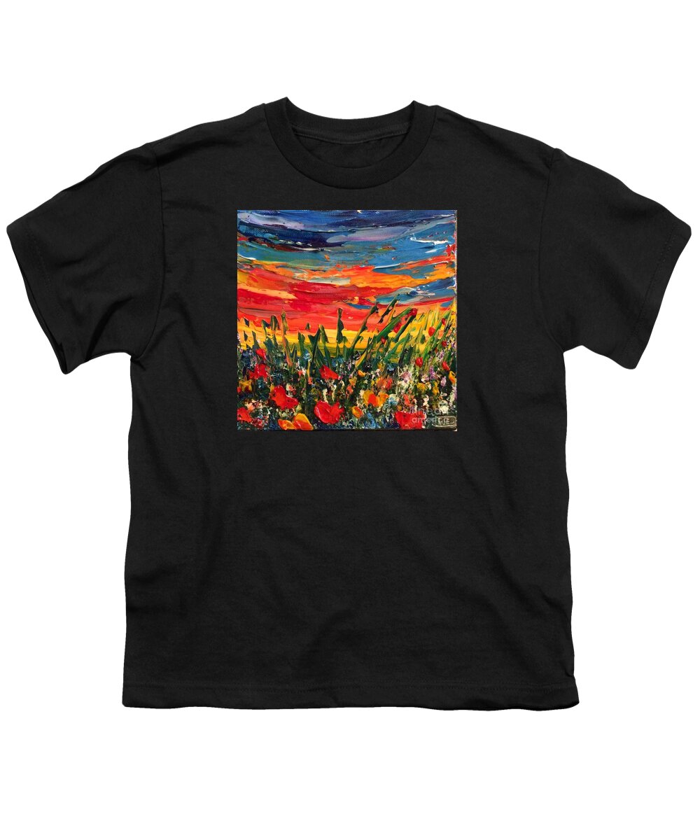 Poppies Youth T-Shirt featuring the painting Happy by Teresa Wegrzyn