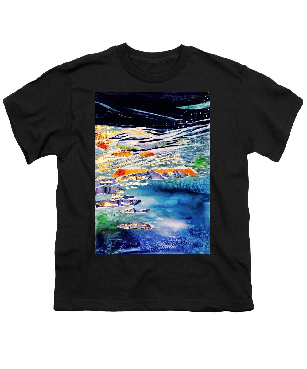  Abstract Youth T-Shirt featuring the painting Harmony in Blue and Gold by Trudi Doyle