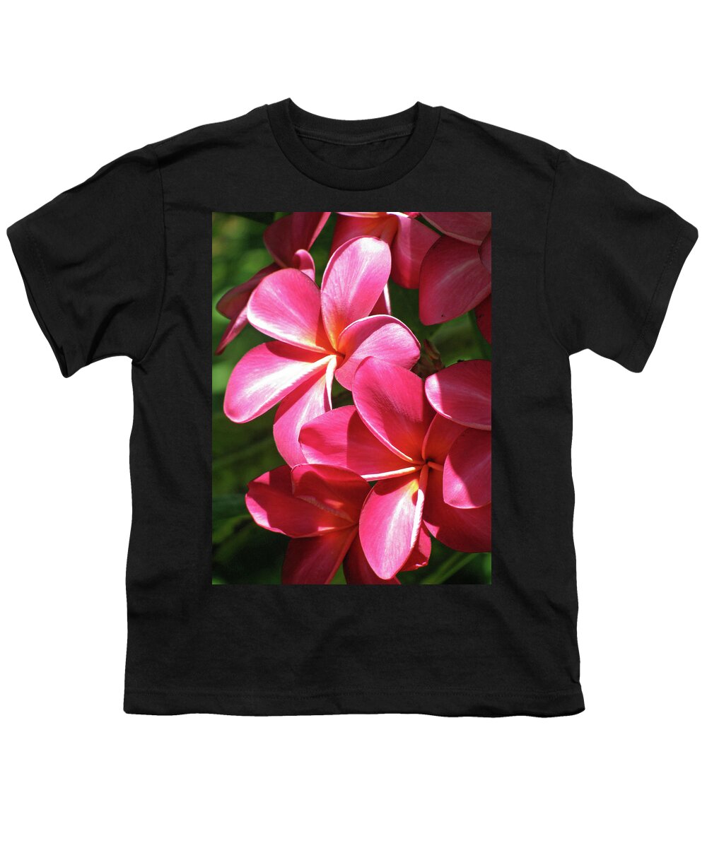 Plumeria Youth T-Shirt featuring the photograph Hawaiian Plumeria - Red 02 by Pamela Critchlow