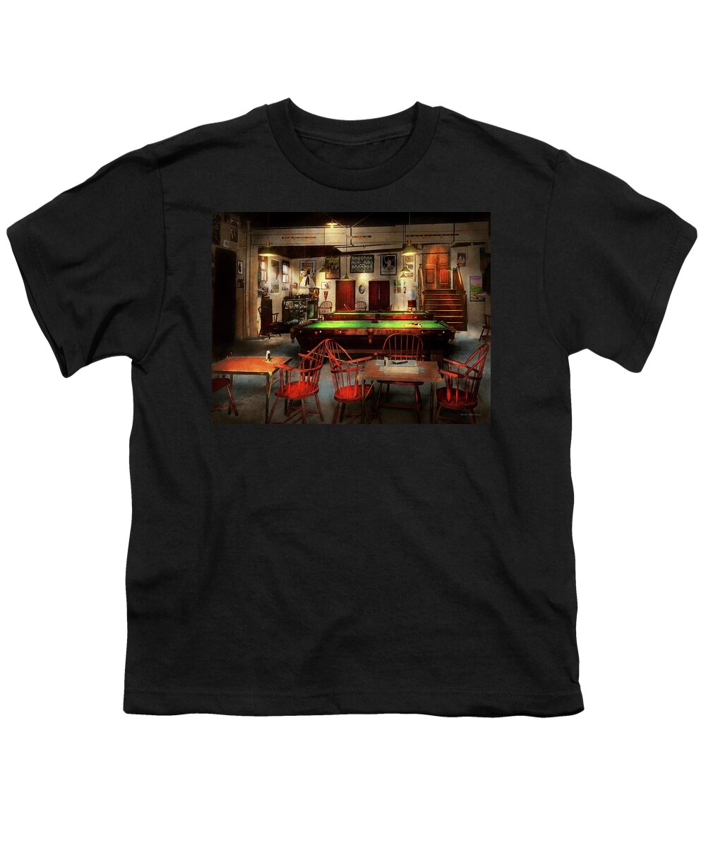 Self Youth T-Shirt featuring the photograph Hobby - Pool - The billiards club 1915 by Mike Savad