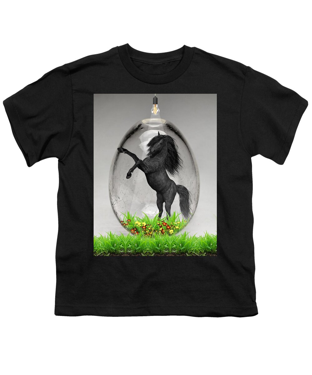 Horse Youth T-Shirt featuring the mixed media Horse Power Art by Marvin Blaine
