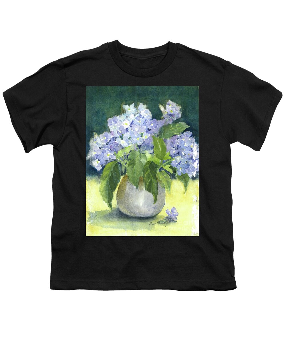  Youth T-Shirt featuring the painting Hydrangeas in the Light by Maria Hunt