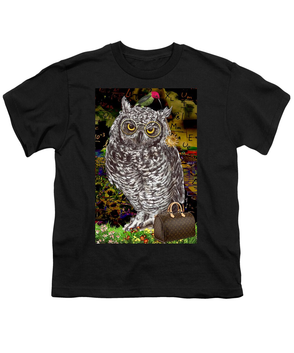 Owl Youth T-Shirt featuring the mixed media Imagine by Marvin Blaine