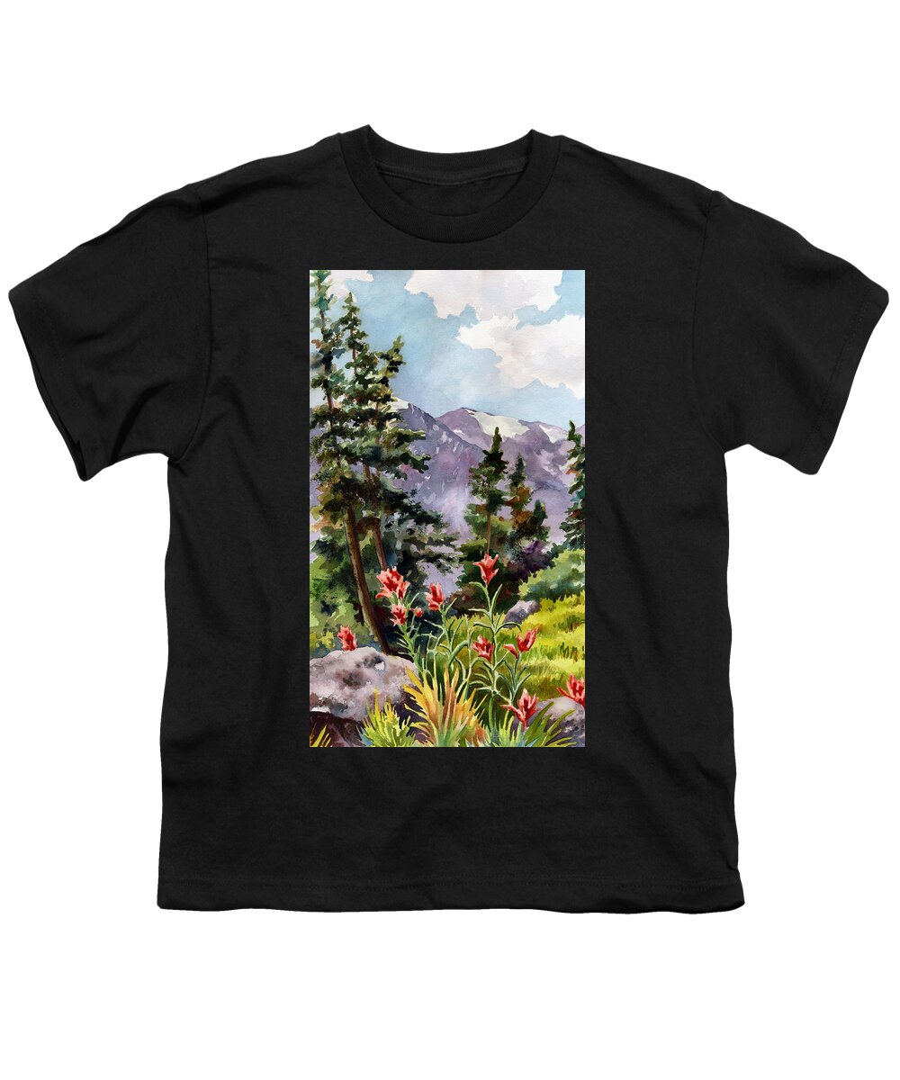 Colorado Art Youth T-Shirt featuring the painting Indian Paintbrush by Anne Gifford