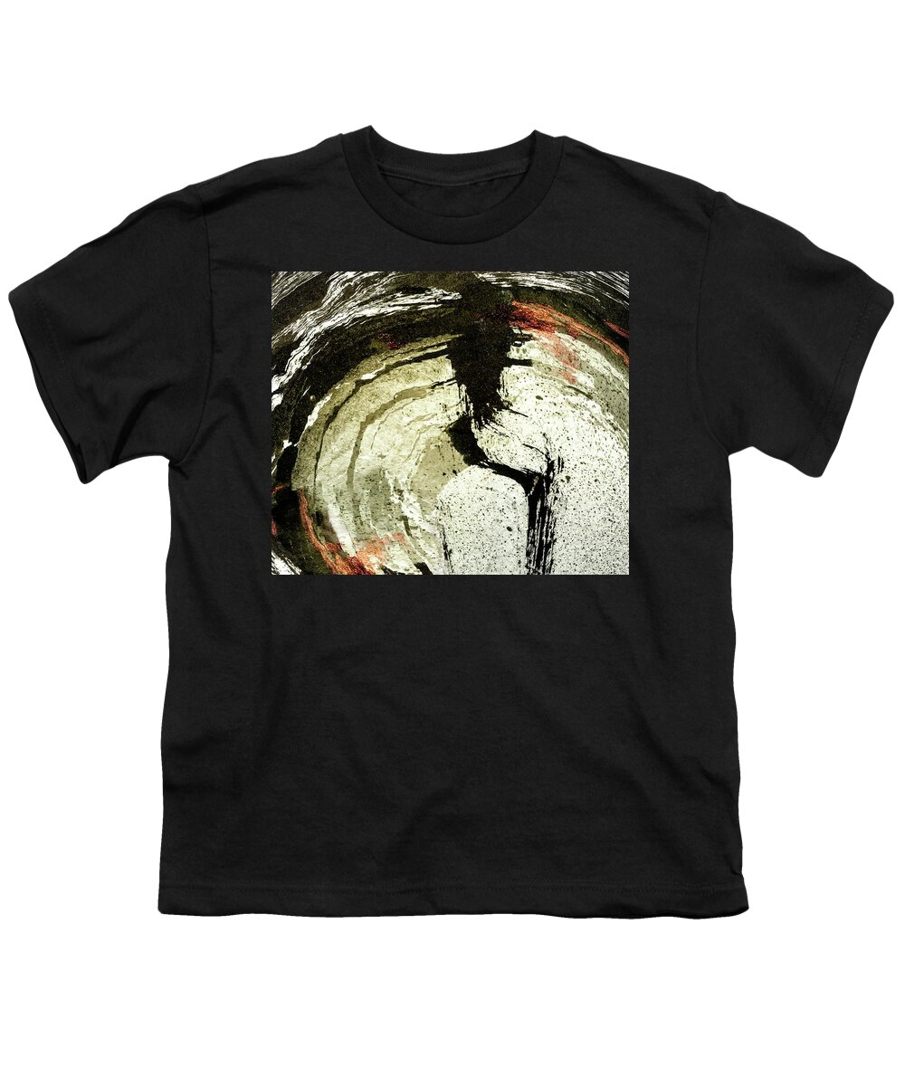 Beautiful Youth T-Shirt featuring the mixed media Ink Abstract in Black and Copper by Peter V Quenter