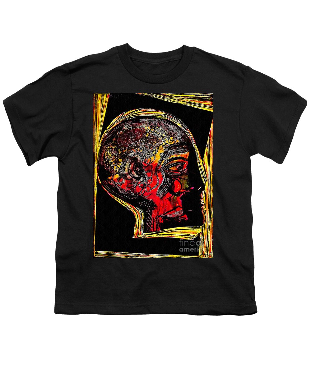 Head Youth T-Shirt featuring the mixed media Inner Man by Sarah Loft