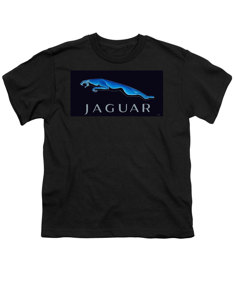 Car Youth T-Shirt featuring the painting Jaguar by Guy Pettingell