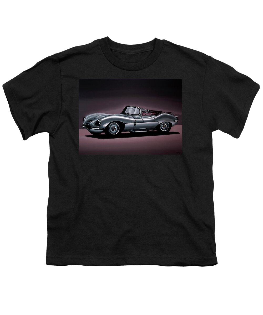 Jaguar Xkss Youth T-Shirt featuring the painting Jaguar XKSS 1957 Painting by Paul Meijering