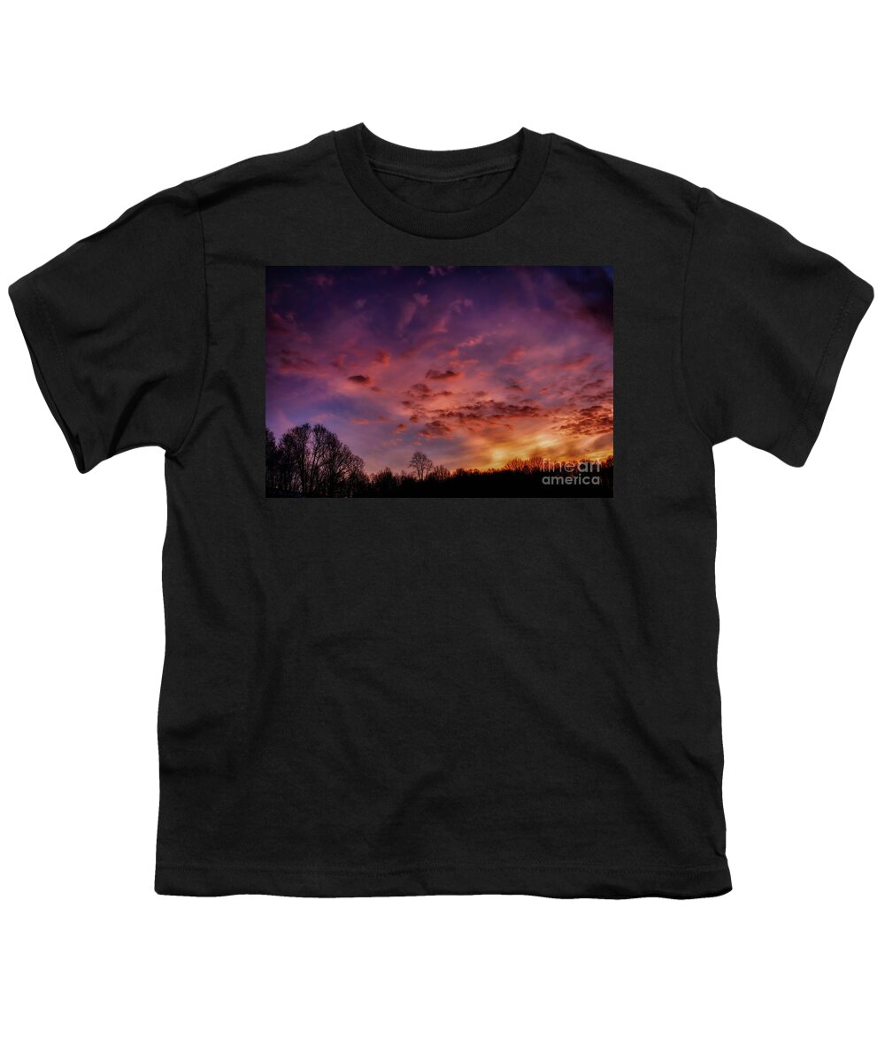 Sunset Youth T-Shirt featuring the photograph January Appalachian Sunset Afterglow by Thomas R Fletcher