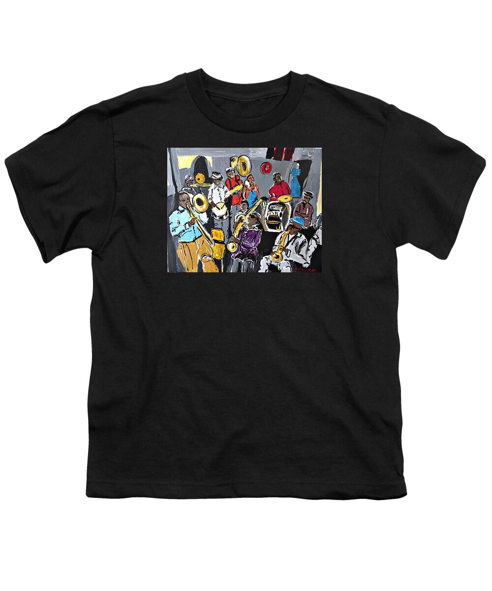 New Orleans Youth T-Shirt featuring the painting Jazz Ensemble by Kerin Beard