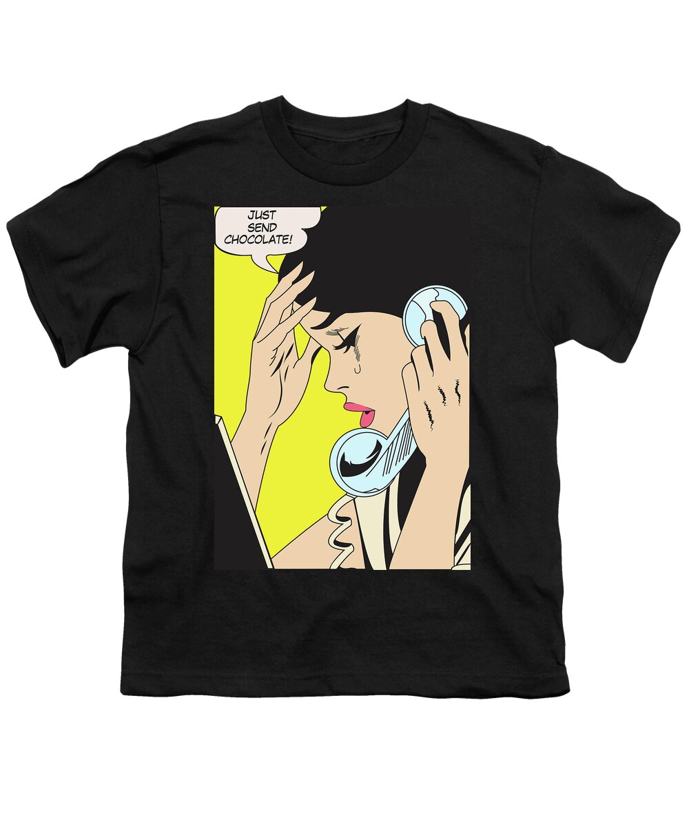 Popart Youth T-Shirt featuring the digital art Just send chocolate by Long Shot
