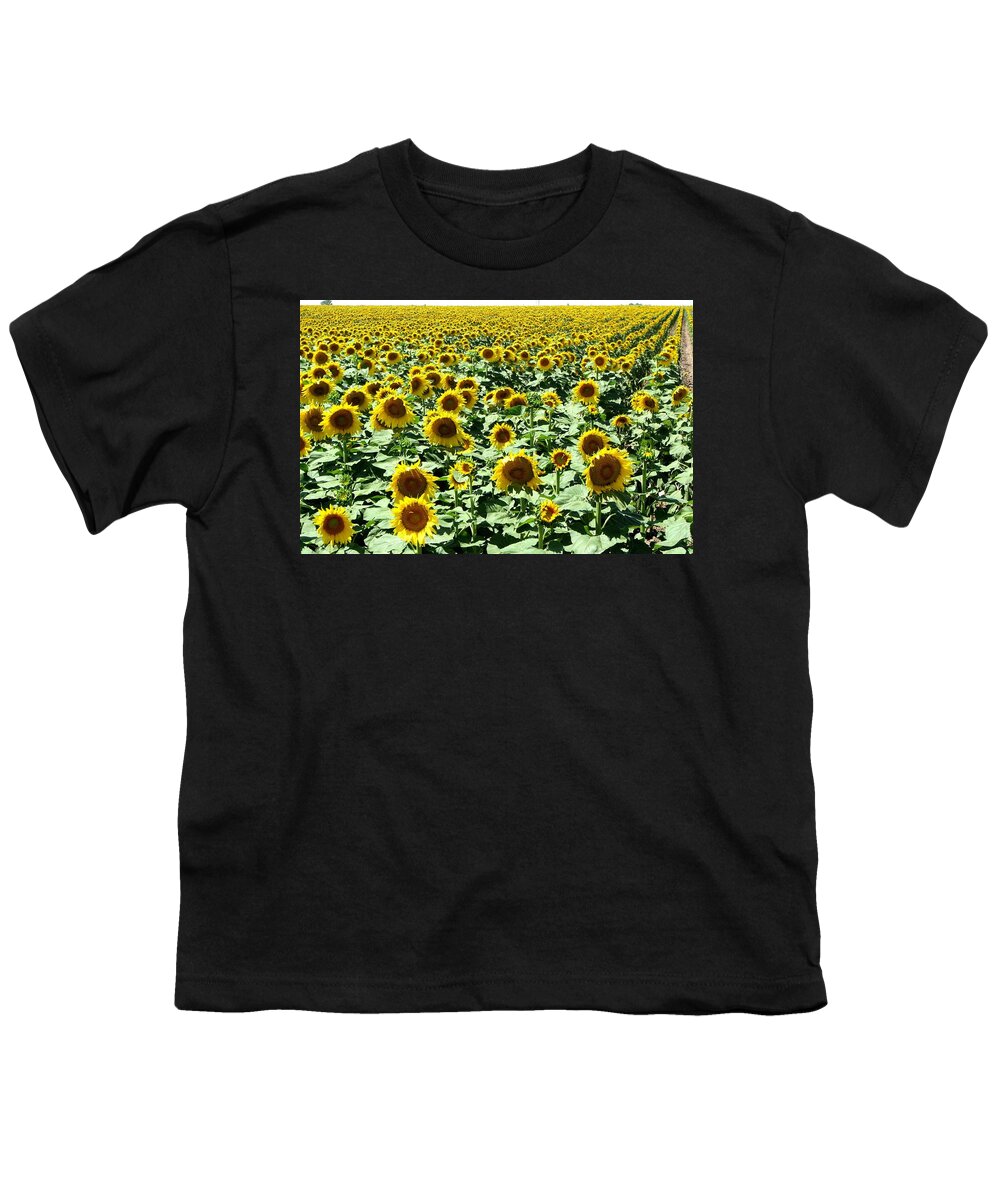 Sunflowers Youth T-Shirt featuring the photograph Kansas Sunflower Field by Keith Stokes