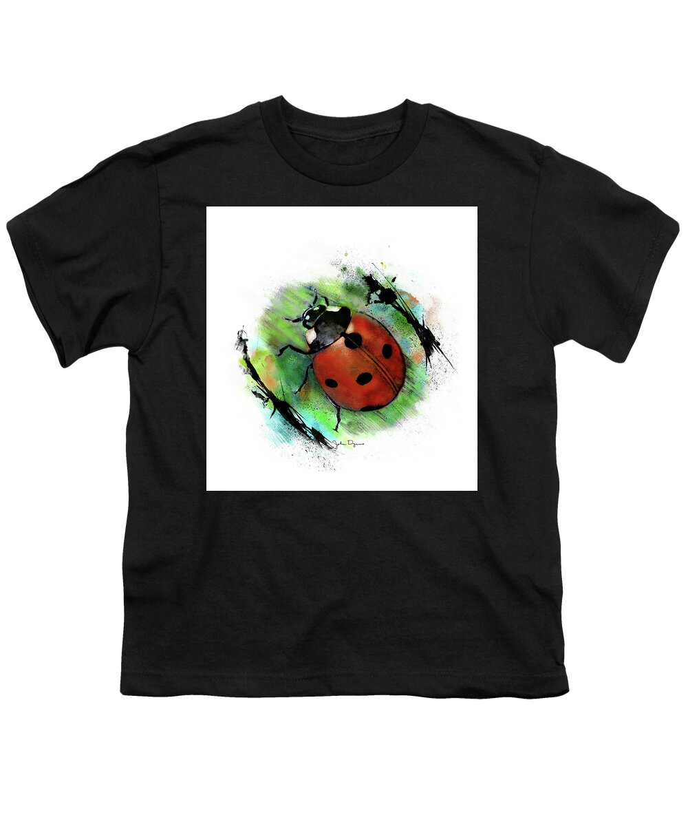 Insect Youth T-Shirt featuring the drawing Ladybug Drawing by John Dyess