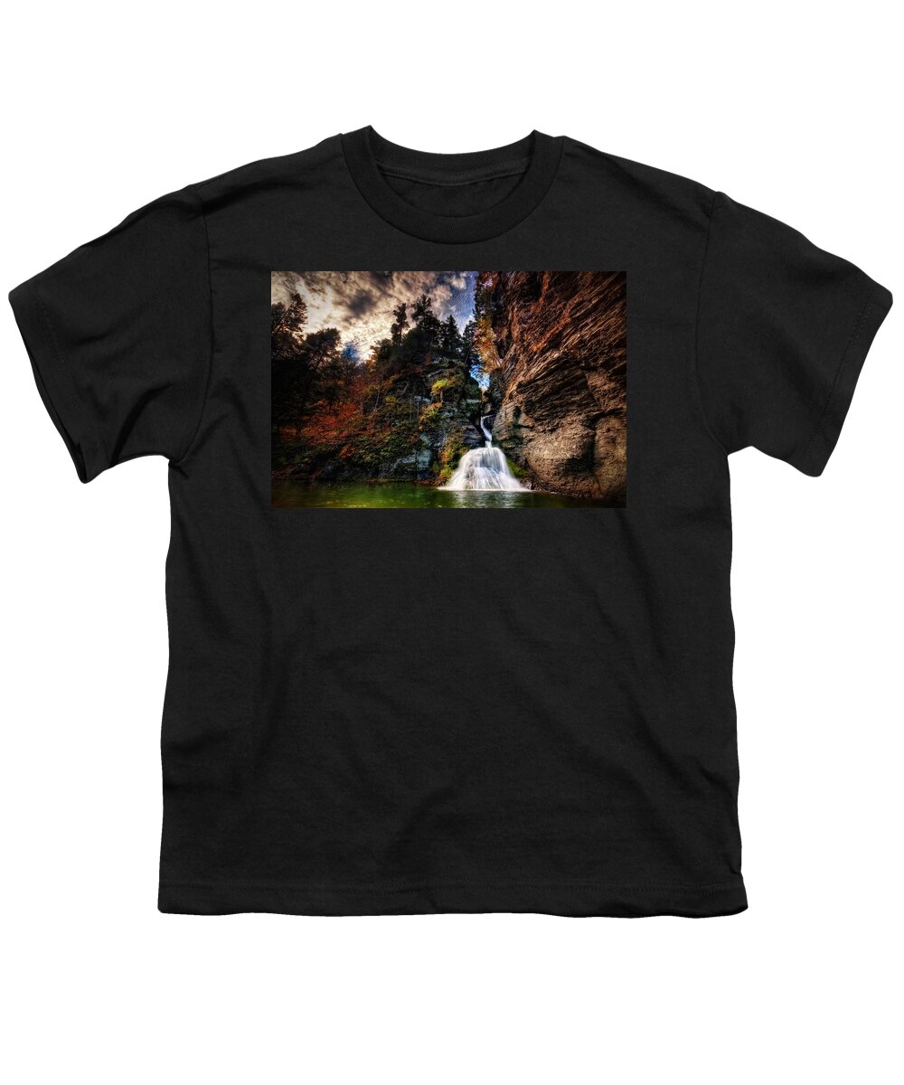 Mine Kill State Park Youth T-Shirt featuring the photograph Laurelindorinan by Neil Shapiro