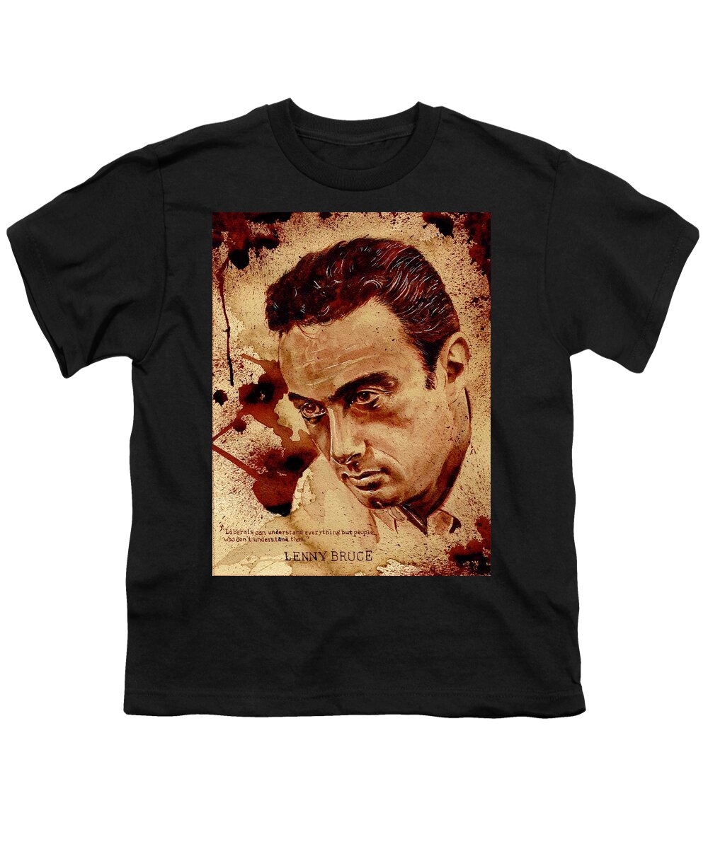 Ryan Almighty Youth T-Shirt featuring the painting LENNY BRUCE dry blood by Ryan Almighty