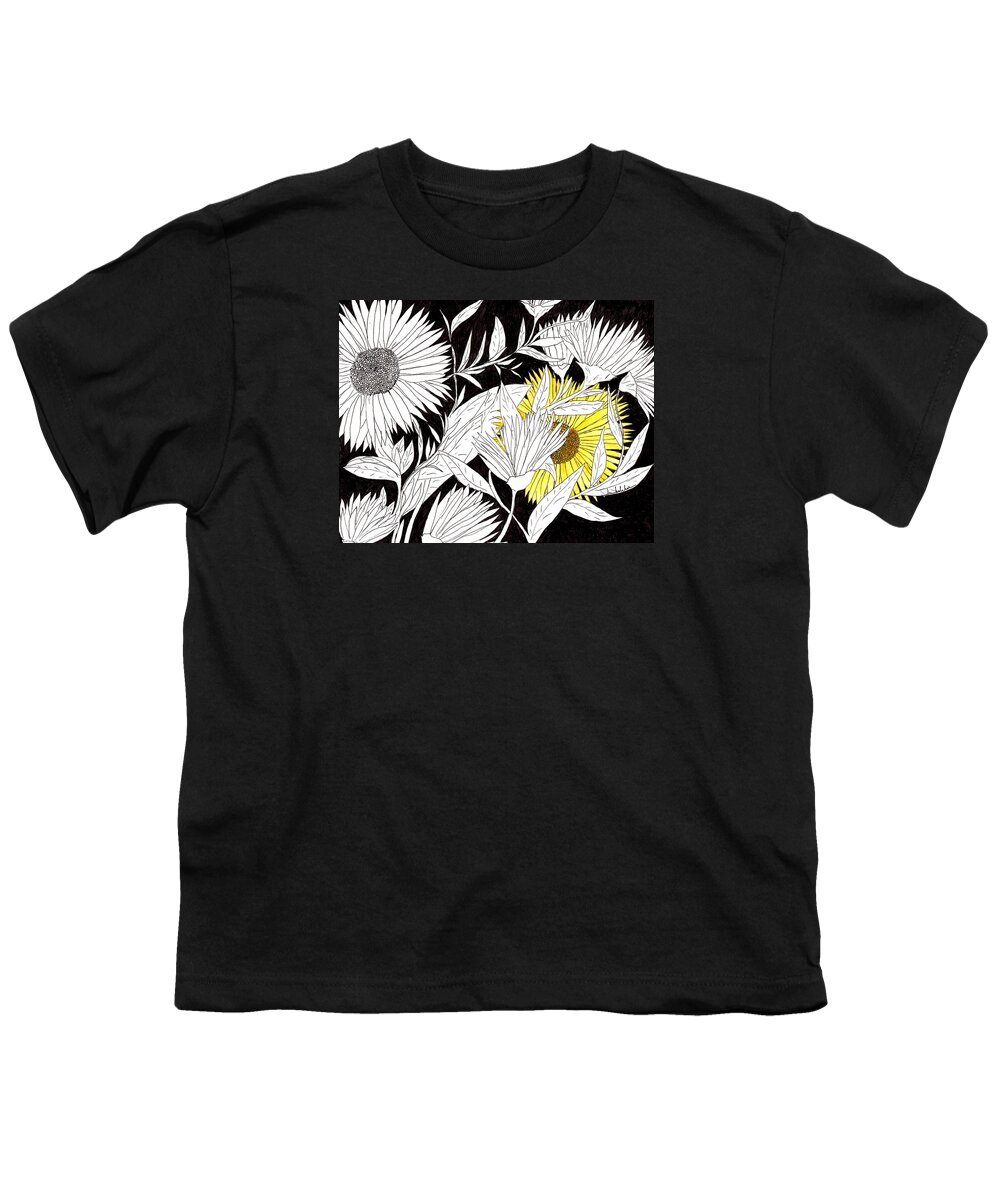 Flowers Youth T-Shirt featuring the drawing Let Your Light Shine by Lou Belcher