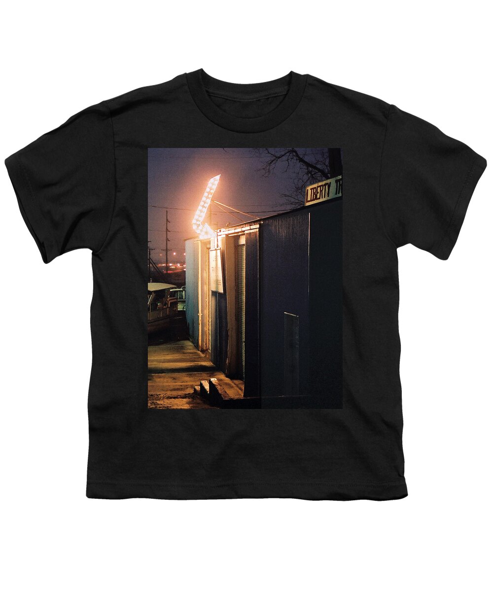 Night Scene Youth T-Shirt featuring the photograph Liberty by Steve Karol