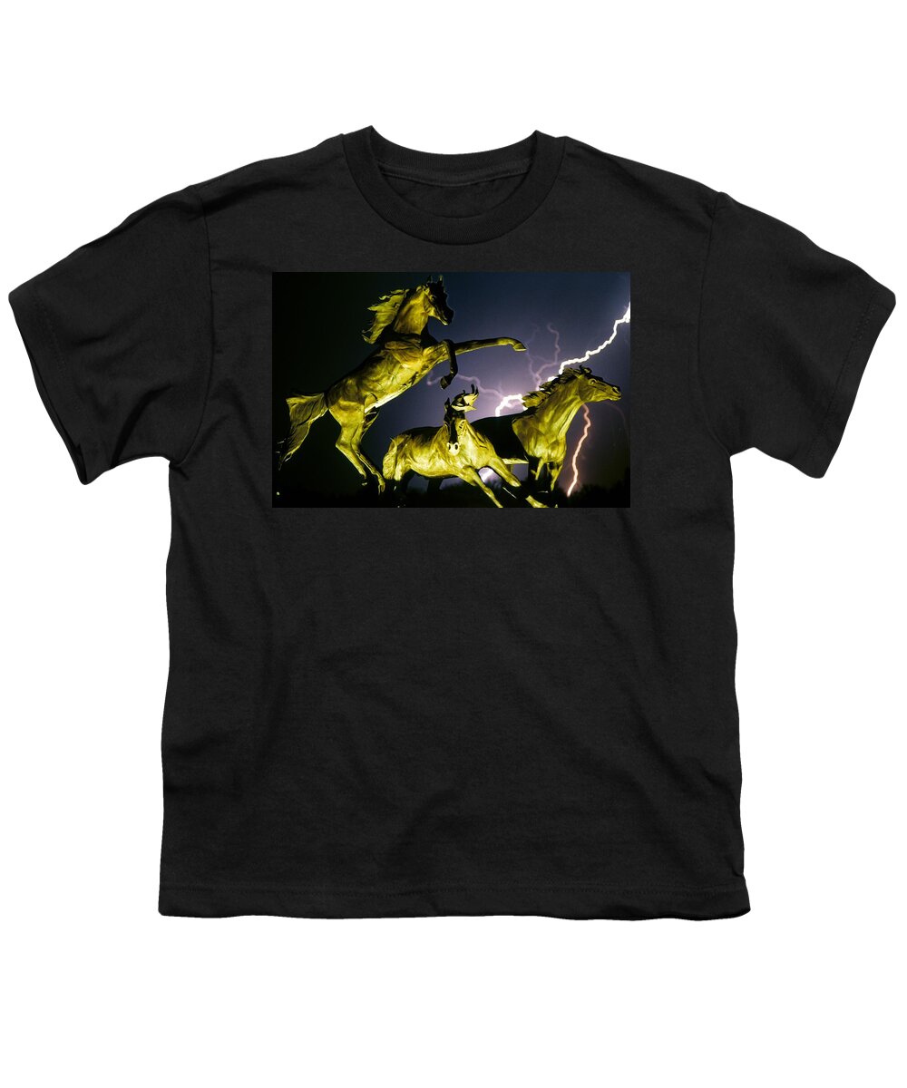 Lightning Youth T-Shirt featuring the photograph Lightning At Horse World Fine Art Print by James BO Insogna