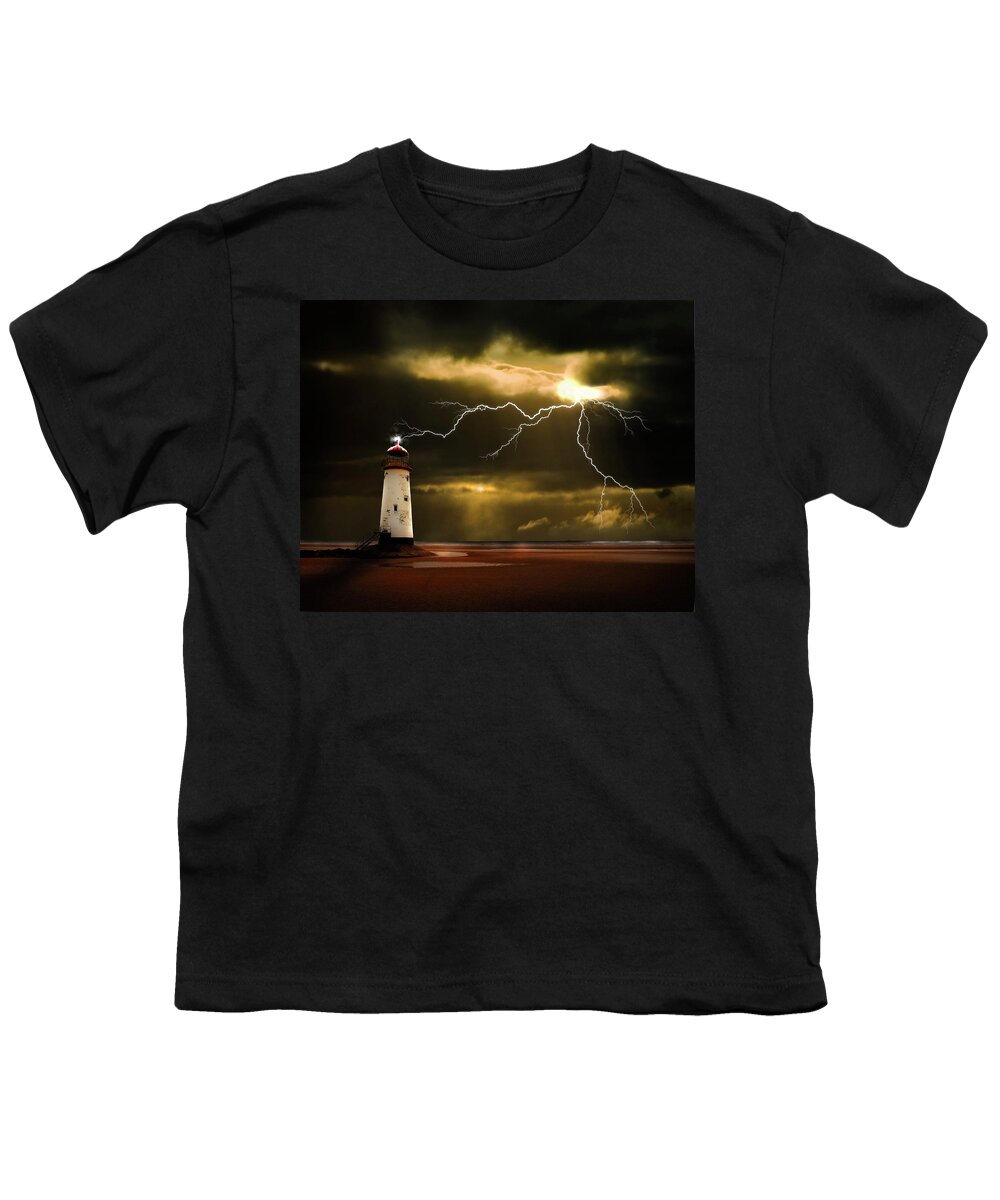 #faatoppicks Youth T-Shirt featuring the photograph Lightning Storm by Meirion Matthias