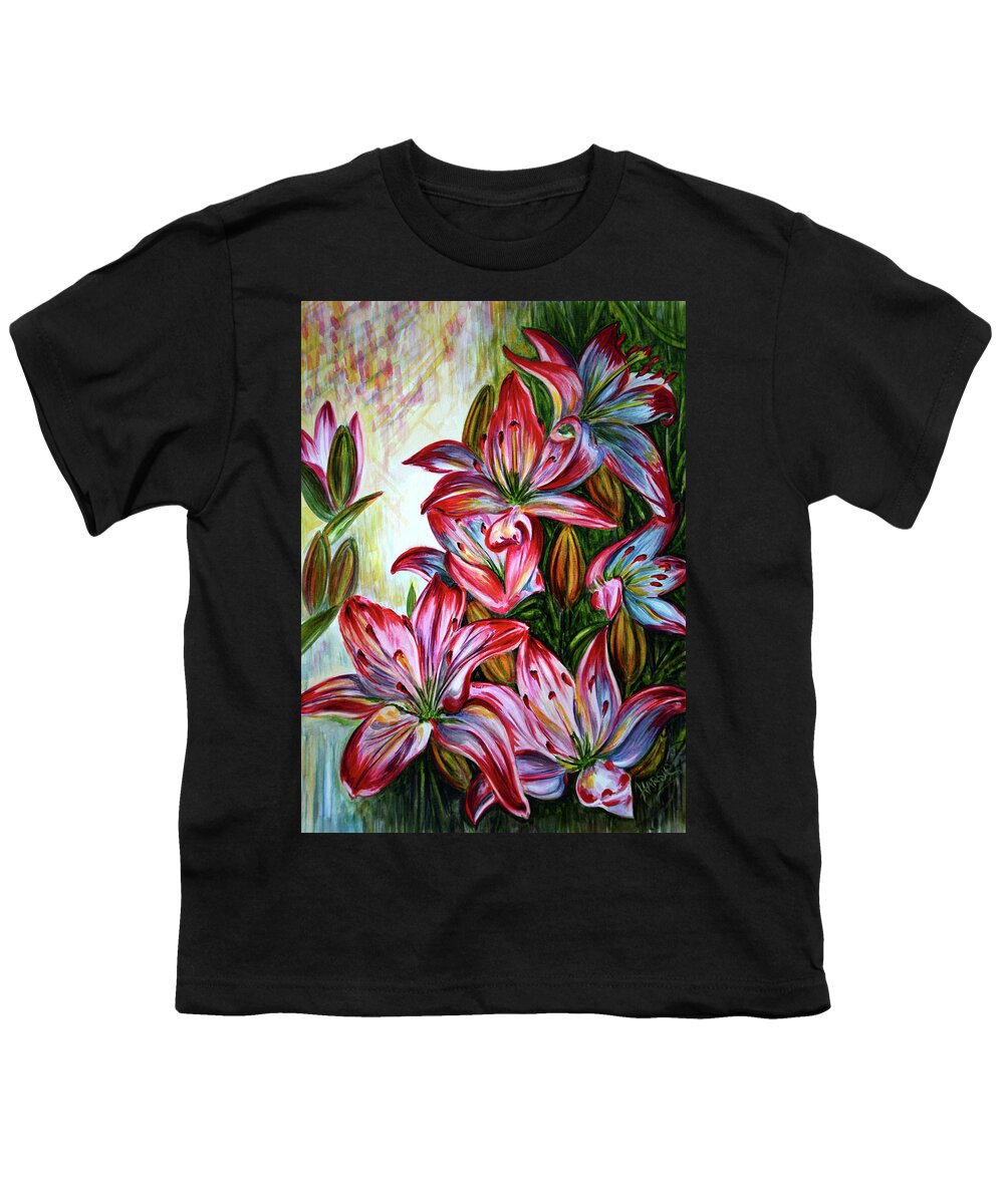 Lilies Youth T-Shirt featuring the painting Lilies by Harsh Malik