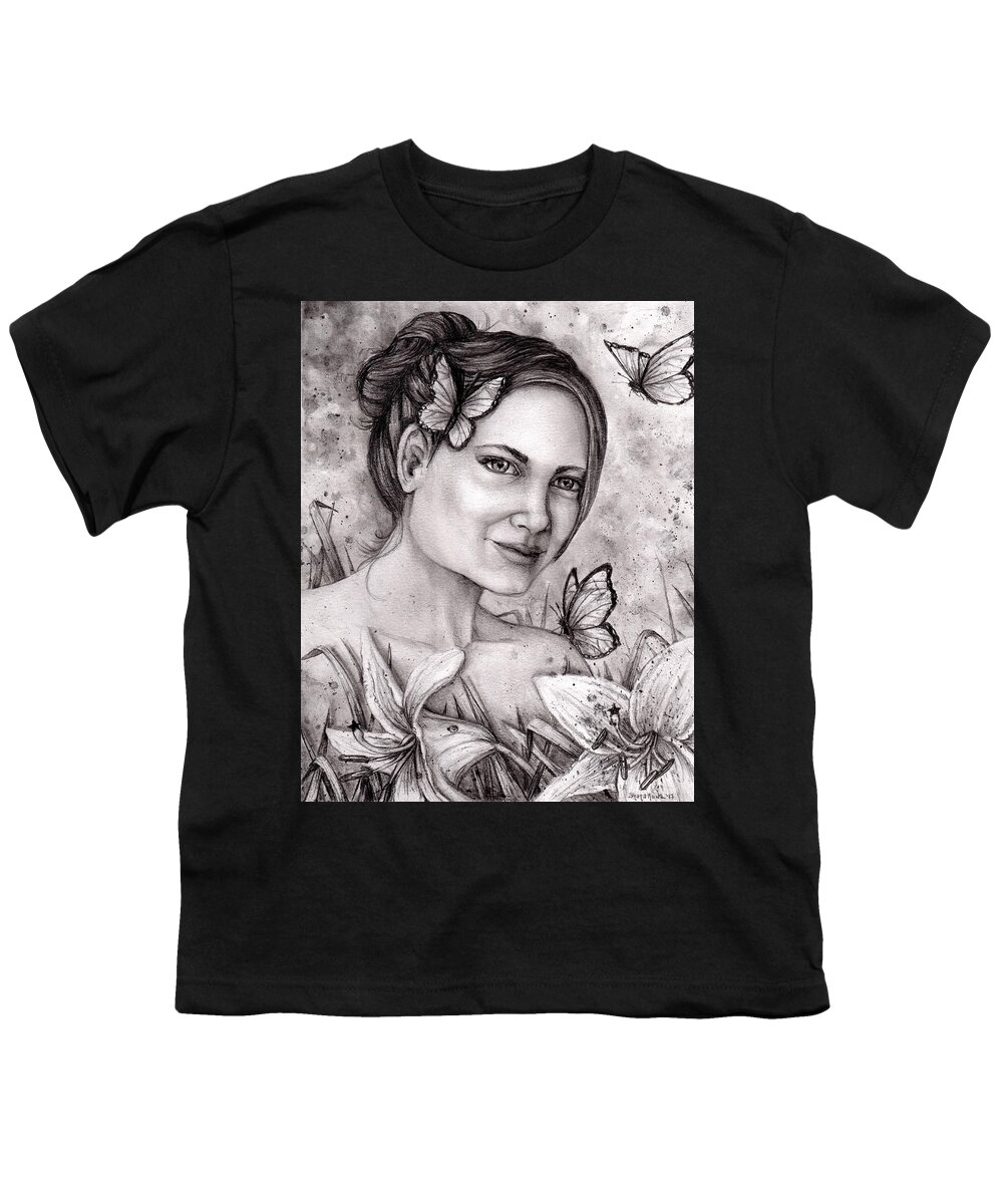 Lily Youth T-Shirt featuring the drawing Lily by Shana Rowe Jackson