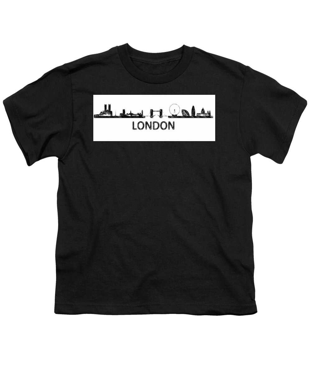 Rafael Salazar Youth T-Shirt featuring the digital art London Silouhette Sketch by Rafael Salazar