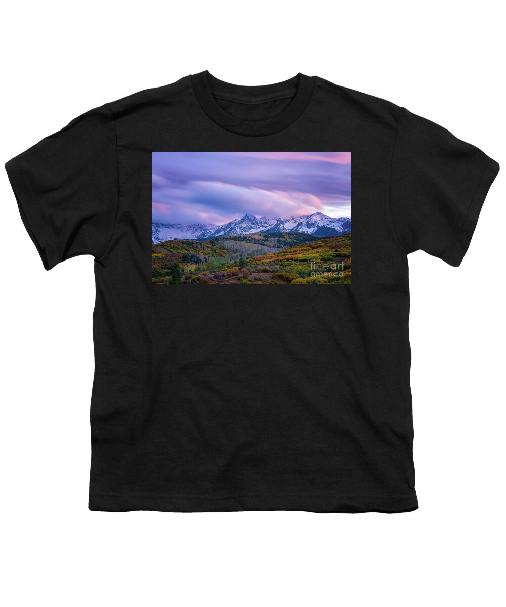Colorado Youth T-Shirt featuring the photograph Long exposure shot of the Dallas Divide Sunset by Ronda Kimbrow