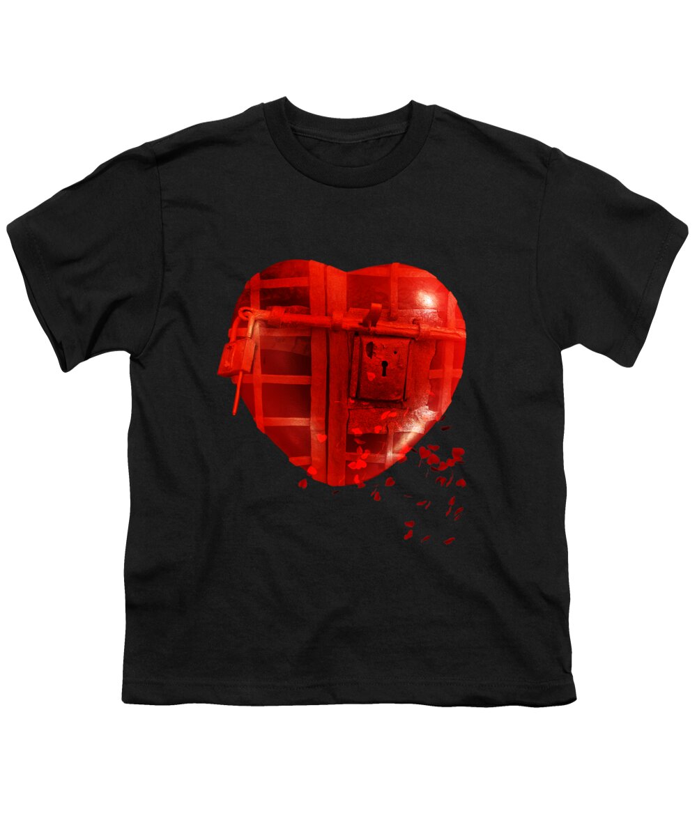 Amour Youth T-Shirt featuring the digital art Love Locked by Linda Lees